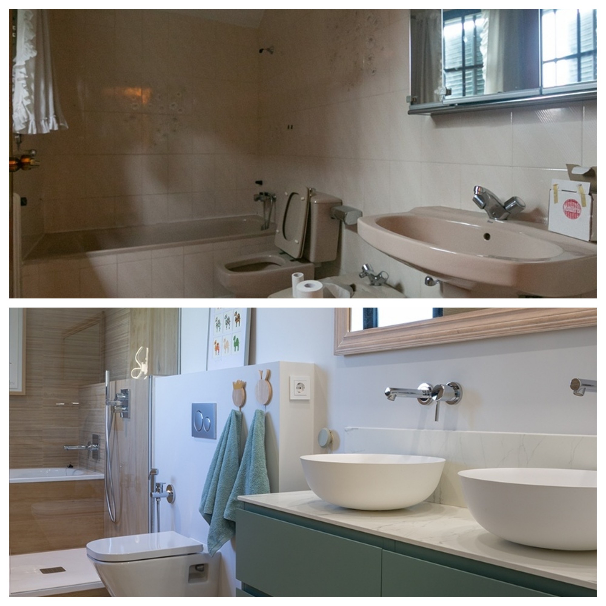 baños reformados antes y después , reforma baño doble
