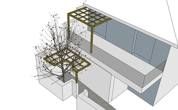 Planos de ampliación de vivienda con la construcción de terraza.